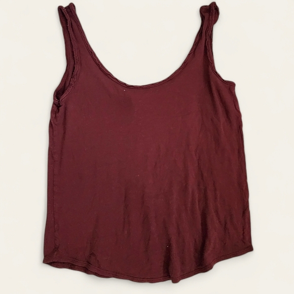 Forever 21 Frayed‎ Maroon Sleeveless Top – Size Small | Edgy Minimalist Style - Picture 1 of 6